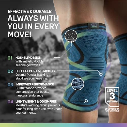 Image of Modvel 2 Pack Knee Brace for Women - Knee Support for Walking, Knee Compression Sleeves for Pain Relief, Knee Sleeves for Women, Knee Brace for Sports, Workouts & Arthritis