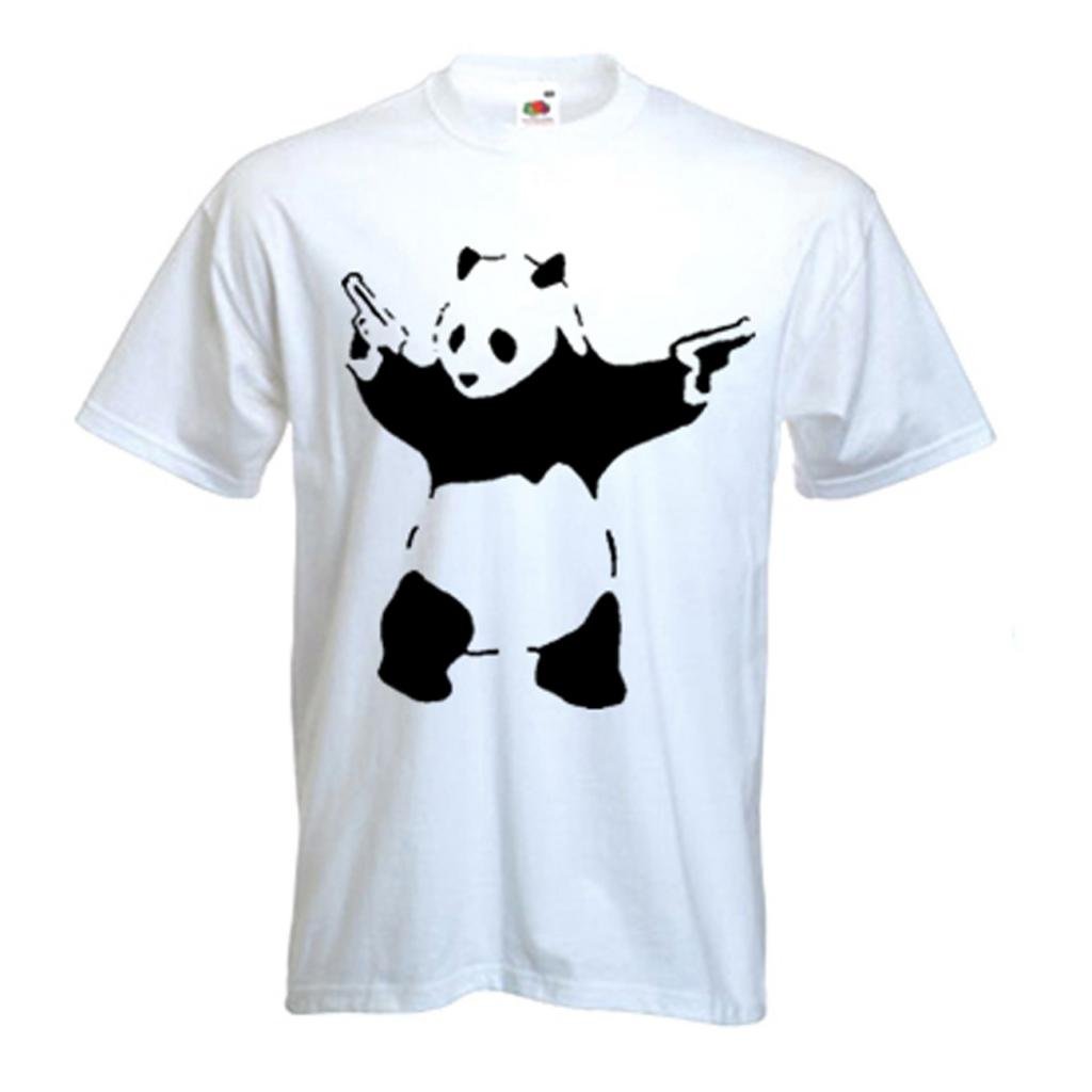 Banksy Panda Mens T-Shirt (Medium, White)
