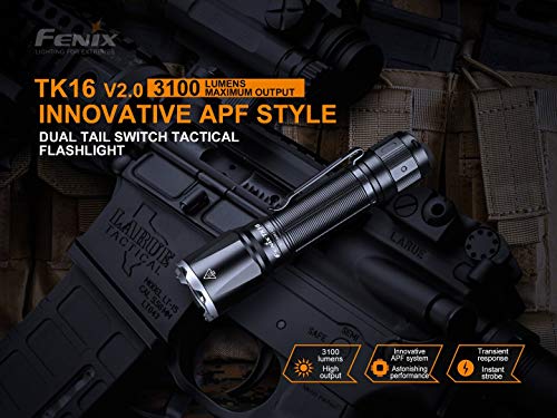 Fenix Bundle Tk16 V2.0 3100 Lumen Led Tactical Flashlight, 2 X Rechargeable 5000Mah Li-Ion Batteries, Holster And Edisonbright Bbx5 Battery Case #TOP1