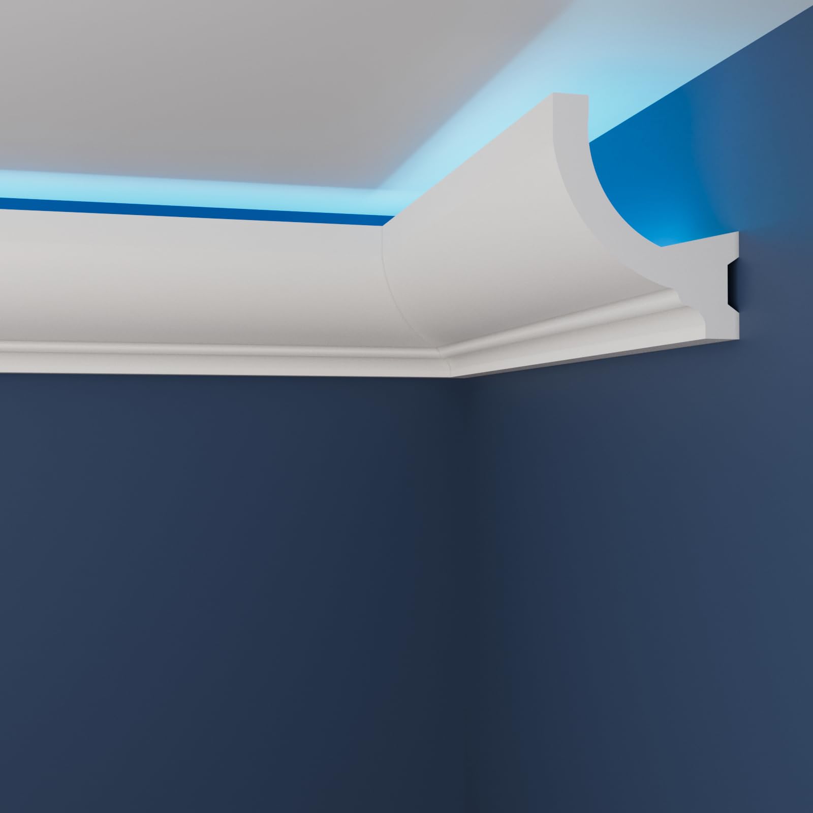 WOLDECOR Premium LED Coving Cornice – Lightweight XPS Ceiling Moulding Trim, Easy to Install Decorative Polystyrene Coving for Walls and Ceilings with LED Lighting (WLU11, Internal Corner 20cm) — image 1
