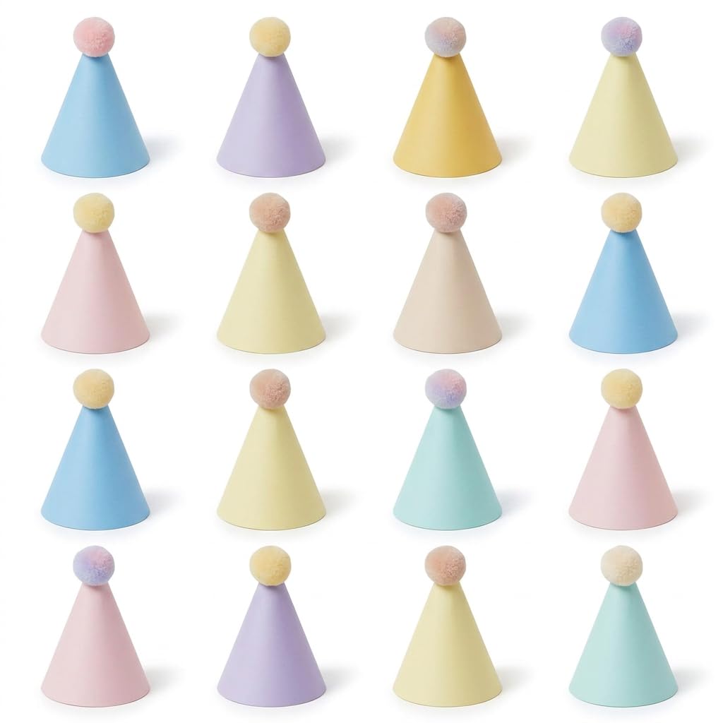 Kuwuarg Party Hats, Party Hats For Teddys, Mini Party Hats For Toy Animals, 16-Piece Set For Pet Celebrations And Social Media Events, Colourful Adult And Dog Birthday Hats