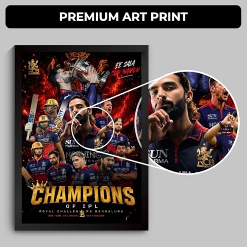 Image of Virat RCB Poster 2026 | Virat Kohli Framed Posters | King Kohli 18 Wall Art | RCB Champions Edition | Cricket Legend | Premium Sports Decor for Cricket Fans | Motivational Wall Poster (F 177)