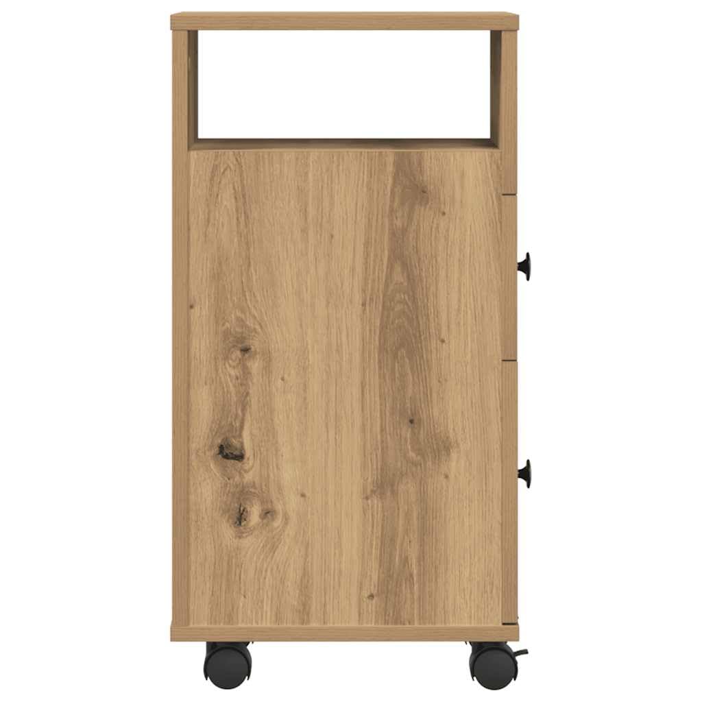 vidaXL Badschrank, Badezimmerschrank Schmal mit Rollen, Badrollwagen mit Stauraum, Nischenwagen für Badezimmer, Badmöbel, Artisan-Eiche Holzwerkstoff