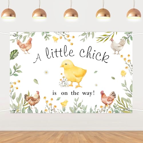 Cheereveal 5x3ft Chicken Baby Shower Backdrop Decorations, Watercolour A Little