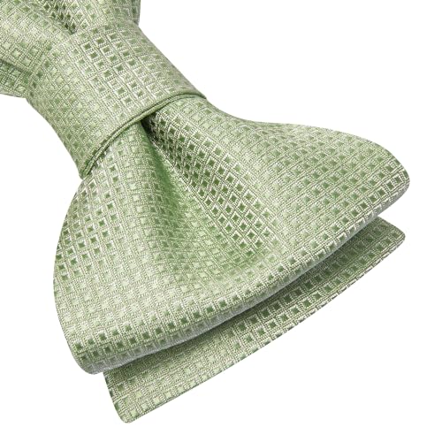 Image of Dubulle Self Tie Bow Ties and Lapel Pin for Men Paisley Solid Mens Bowtie and Handkerchief Cufflinks Set Wedding