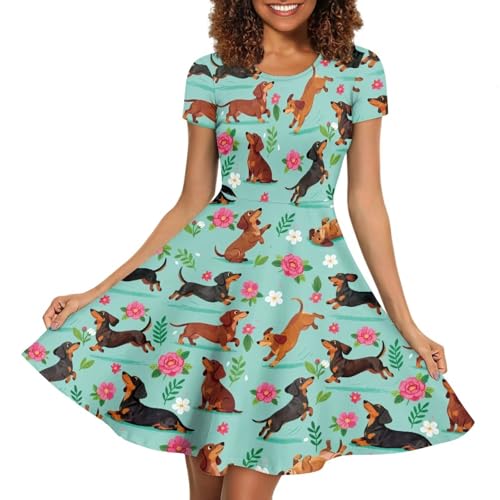 Image of AFPANQZ Womens Casual Summer Lightweight Vintage Dress Short Sleeve Midi Dress Knee-Long Luxury Formal Dress