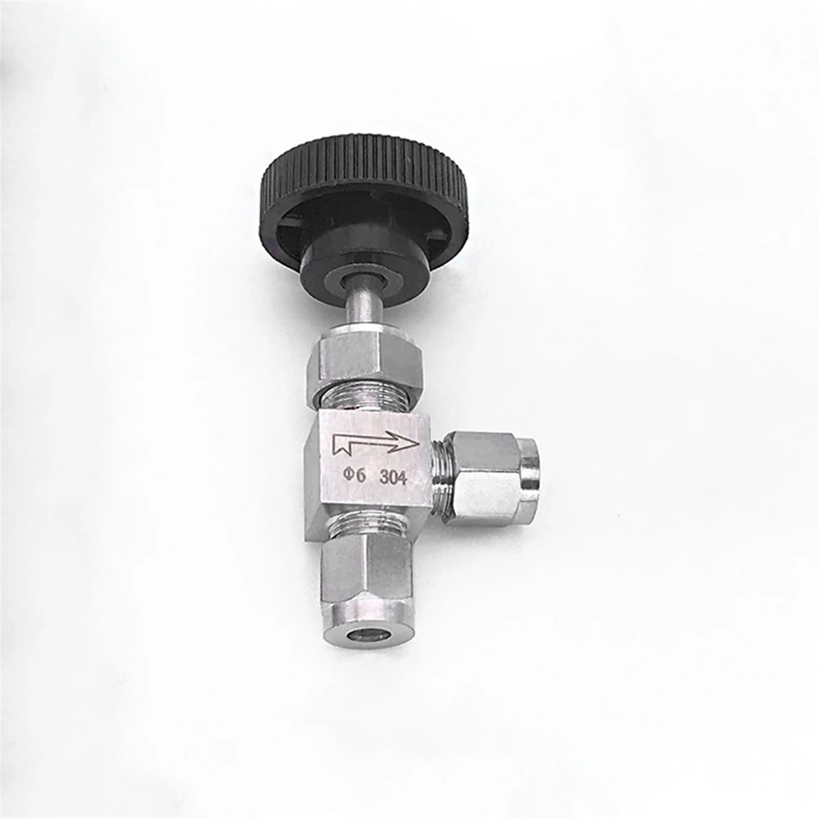 Ajuste 3 6 8 10 12mm 1/8 "1/4" 3/8 "OD Tubo de compresión 304 Acero Inoxidable 90 ángulo Codo válvula de Aguja grúa Agua Gas Aceite propano(10mm)