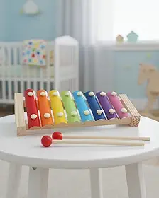 Xilofone Infantil de Madeira Colorido 8 Notas com Baquetas – Brinquedo Musical Educativo para Bebês e Crianças – Instrumento de Percussão para Coordenação Motora e Estímulo Sensorial