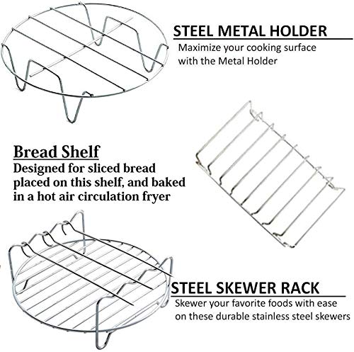 Deep Fryers Universal Air Fryer Accessories Including Cake Barrel,Baking Dish Pan,Grill,Pot Pad, Pot Rack With Silicone Mat By Bellagione (8 Inch10 Pcs) #TOP5