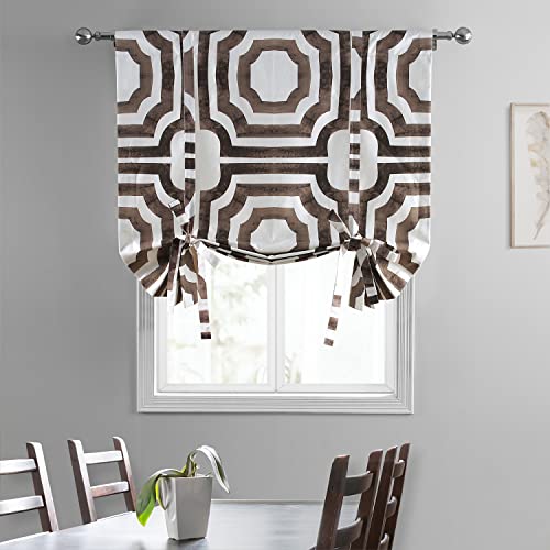 Image of HPD Half Price Drapes Room Darkening Tie Up Curtains 46 X 63 Inch Mecca Printed Cotton Window Roll Up Balloon Curtain for Living Room, Kitchen PRTW-TUD23-63 (1 Panel), Mecca Brown