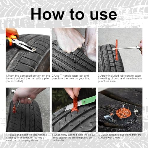 Image of SINGARO Tire Repair Kit with Plugs, 9PC Flat Tire Puncture Repair, Tire Plug Kit Heavy Duty for Car, Jeep, Truck, Motorcycle, Tractor, ARB，ATV, SUV, RV