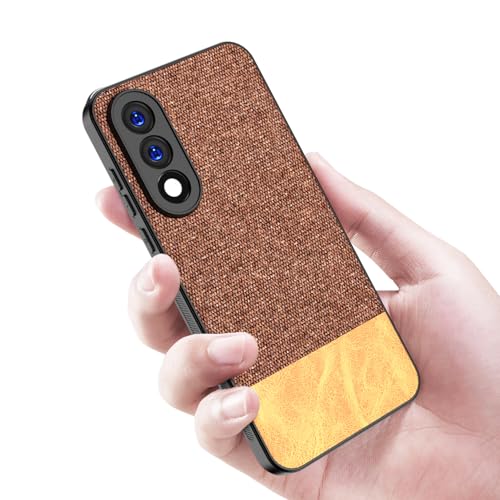 Image of Kapa Soft Fabric & Leather Hybrid Protective Back Cover for OnePlus Nord 5 | Shockproof Slim Hard Anti Slip Back Case (Brown)