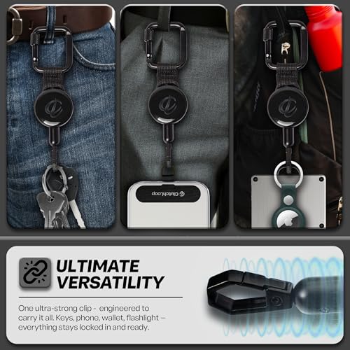 Image of ClutchLoop Anti-Theft Phone Tether - Universal Adhesive Anchor, Retractable Steel Line and Locking Carabiner
