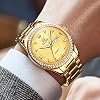 OLEVS Mens Gold Watches Waterproof Stainless Steel Lightweight Watch with Date Classic Luxury Dress Watch for Men Gold White Blue Green Dial