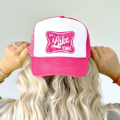 Image of It's Lake Time Summer Classic 5 Panel Foam Front Mesh Snap Back Trucker Hat