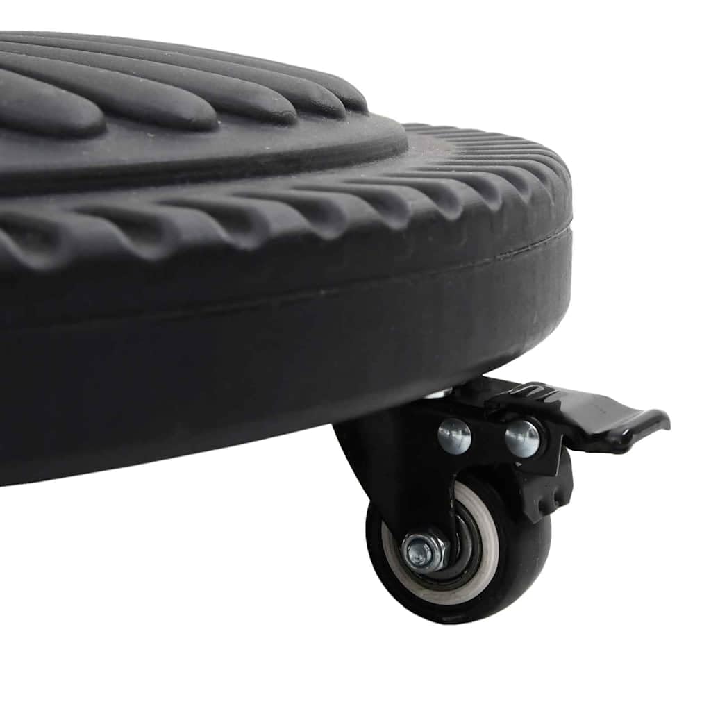 Base de sombrilla Art Deco Negro Ø 45 x 39,5 cm de hierro y polietileno, diseño circular con ancho ajustable, relleno de hormigón y 4 ruedas incluyendo 2 bloqueables para estabilidad