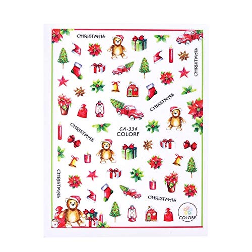 JUSTFOX - Pegatinas 3D para uñas, diseño de osito de peluche.