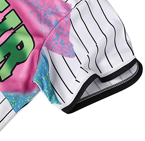 Amzdest 90S Women's Hip Hop Unisex Party Outfit, Bel Air 23 Baseball Jersey, Short Sleeve Button-Down Shirt (23White Blackstripe, Xxl) #TOP3
