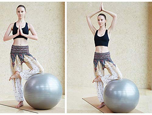 NIRVA WITH DEVICE OF WOMEN PICTURE Fitness Exercise Gym Ball Without Foot Pump/Yoga Ball for Home, Office, Gym (Grey) 3