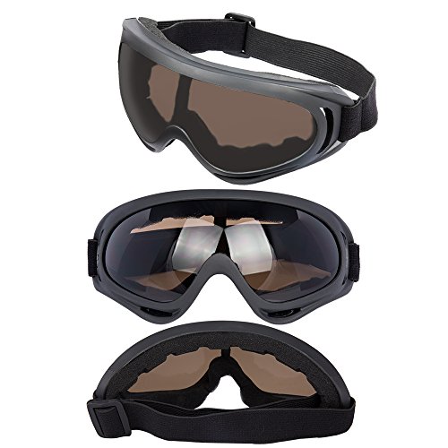 Image of LJDJ Motorcycle Goggles - Glasses Set of 2 - Dirt Bike ATV Motocross Anti-UV Adjustable Riding Offroad Protective Combat Tactical Military Goggles for Men Women Kids Youth Adult