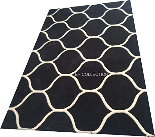 Image of Classical Look Embossed Curved Handmade Tufted Woolen Thick Plain Square Carpet for Bedroom Hall Size 4 x4 feet (120X120 cm Square) Multi