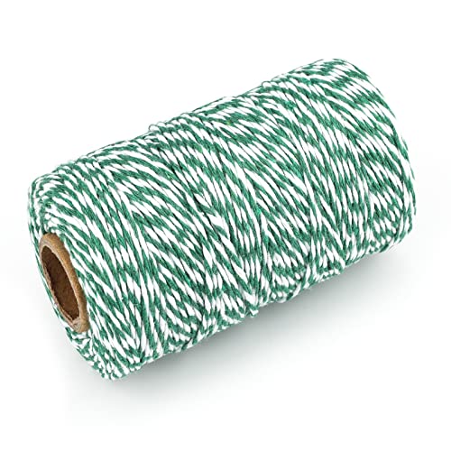 Image of jijAcraft Green and White Twine String, 328 Feet Christmas Bakers Twine String, 2MM Heavy Duty Packing String for DIY Crafts, Christmas Decoration, Gift Wrapping, Craft Wrapping