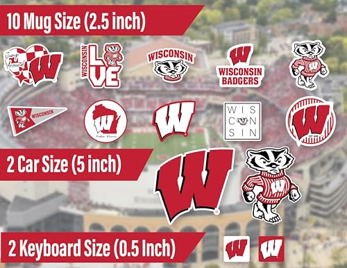 Image of Wisconsin Badgers Stickers & Decals 14 Pc Set, UW Car Sticker