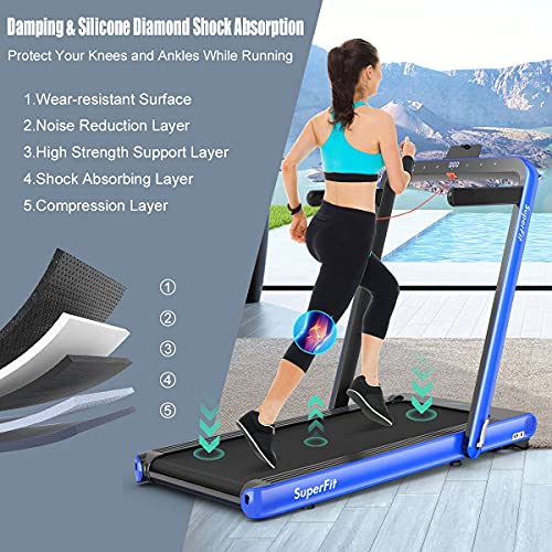 Image of GYMAX Walking Pad, 4.75HP Under Desk Treadmill with LED Touch Screen, App Control, Built-in Speaker & Handle, 2 in 1 Folding Compact Portable Treadmill for Home Small Space