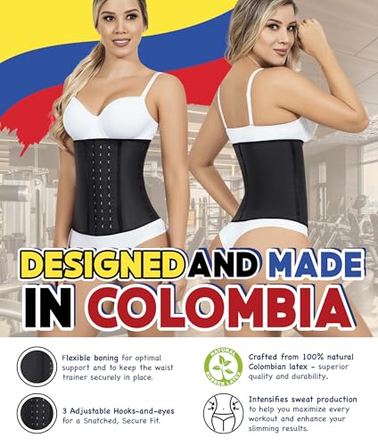 LADYSLIM ALL NEW Waist Trainer Cincher for Women Faja Colombiana Latex Body Shaper Reductora Cinturilla Modeladora Para Mujer Black M - Thumbnail 2
