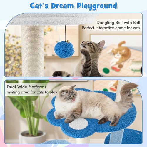 PETSITE Torre para Gatos 54 in Multi Nivel Azul miniatura 5