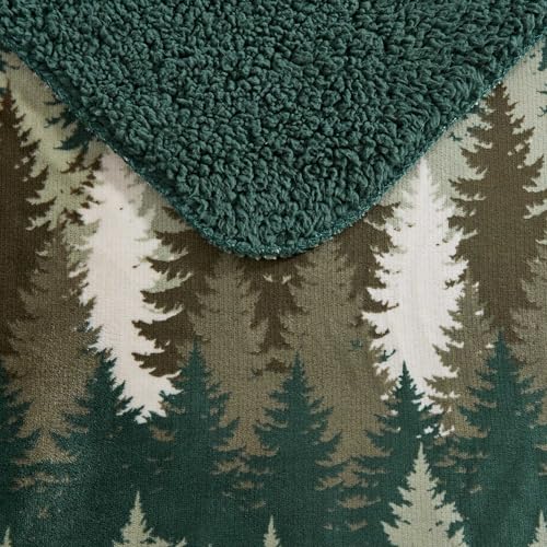 Image of Eddie Bauer - Oversized Throw Blanket 50x70, Reversible Plush Blanket for Couch or Bed, Nature Inspired Room Decor (Stepped Pines Green)
