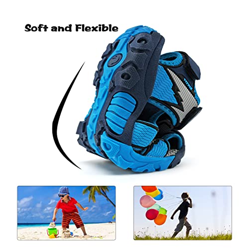 Jmfchi Boys Girls Sports Sandals Summer Kids Closed Toe Outdoor Athletic Water Shoes Sandals Child Pool Beach Sandals Quick Drying Slip Resistant Grey Blue 4 Big Kid #TOP3