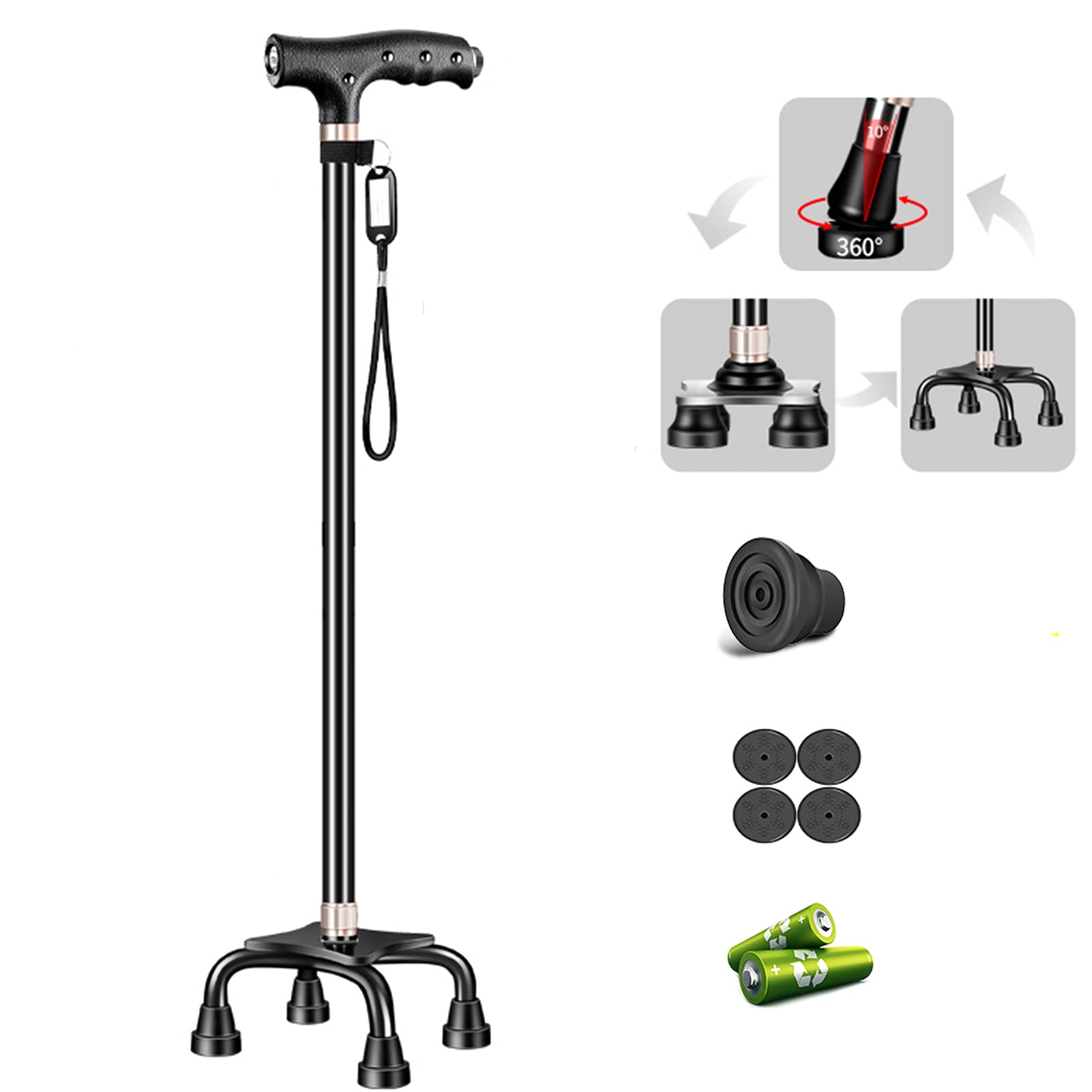 Amazon.com: HYHMJ-Fixed Quad Cane - for Extra Stability, Have 3