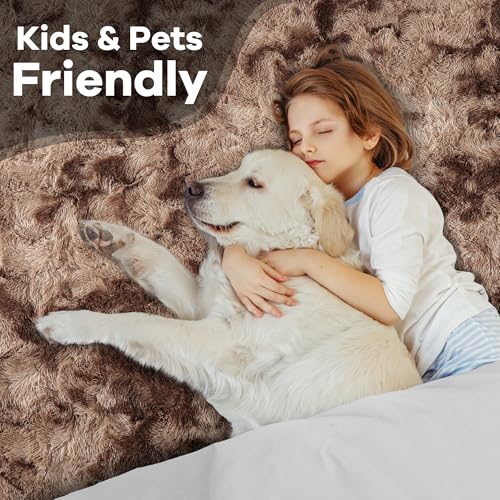 Noahas Large Fluffy 6x9 Area Rugs for Living Room Bedroom,Tie-Dyed Brown Thick Shag Throw Rug,Big Soft Shaggy Bedside Non-Slip Plush Dorm Nursery Kids Carpet