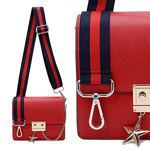 Image of Silvery Buckles Wide Shoulder Strap Adjustable Replacement Belt Crossbody Canvas Bag Handbag