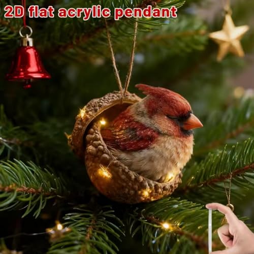 6 Stück Waldtiere Eichels Ornaments,Acryl Tiere aus Tannenzapfen Weihnachtsbaumschmuck Deko,Niedliche Eicheln und Tannenzapfen Waldtiere Anhänger Deko für Wohnzimmer,Waldtiere Weihnachtsdeko