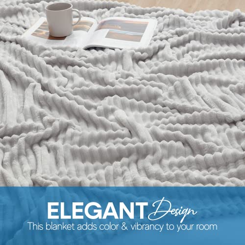 Image of Nestl Light Grey Throw Blanket for Couch - Cozy Warm Fuzzy Blankets for Women, Plush Small Fleece Throws for Girls - Silver, 50 x 60 Inches