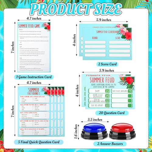 Soulchen Summer Friendly Feud Game with 2 Answer Buzzers, Feud Card for Family Game Night Fun Trivia Quiz for Party Office Class Groups Team Building - Image 2