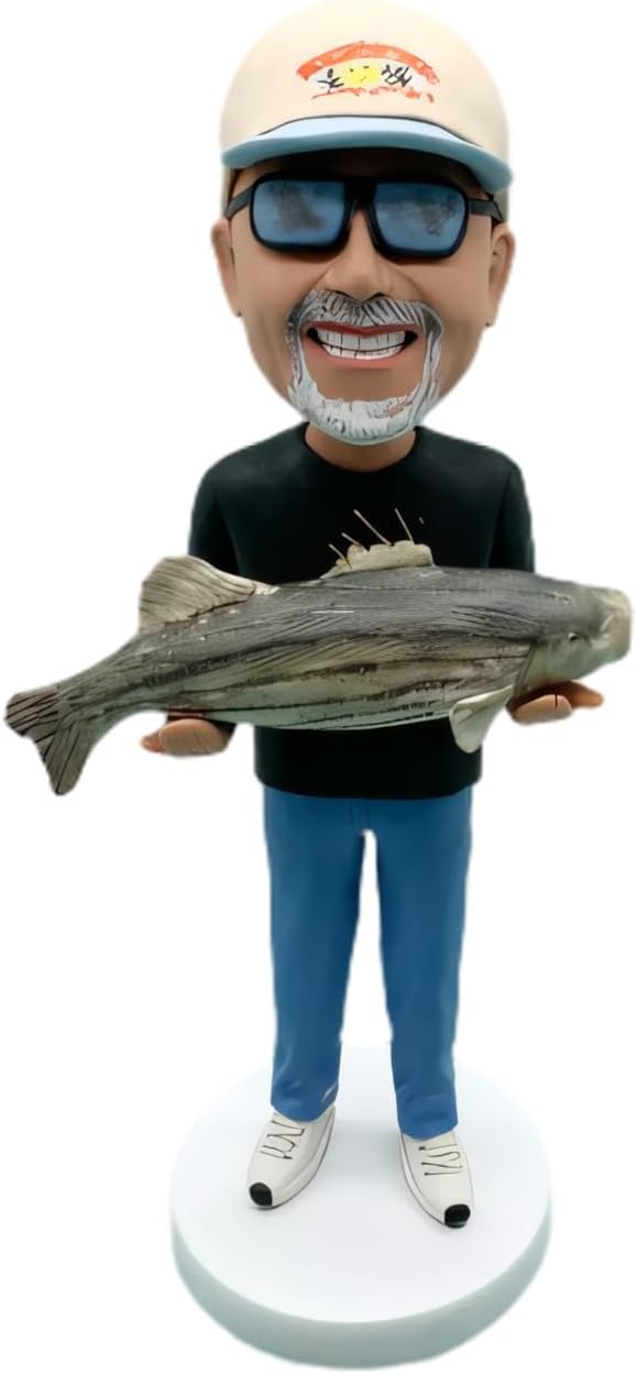 Custom Fishing Enthusiast Bobblehead, Personalized Angler Sculpture, Exclusive Fishing Expert Gift, Unique Fisherman Souvenir/Award