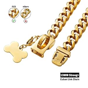 Gold Necklace Dog Chain Collar18k Gold Plated Stainless Steel Cuban Link Chain Collar for Small Dogslength  12  Cucciolini Doodles Gold necklace dog chain collar18k gold plated stainless steel cuban link chain collar for small dogslength  12   cucciolini doodles