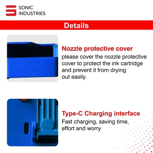Image of SONIC INDUSTRIES Compact Portable Inkjet Printer for Label Barcode and Expiry Codes High Clarity Thermal Printing System for Batch and Product Information Application on Surfaces
