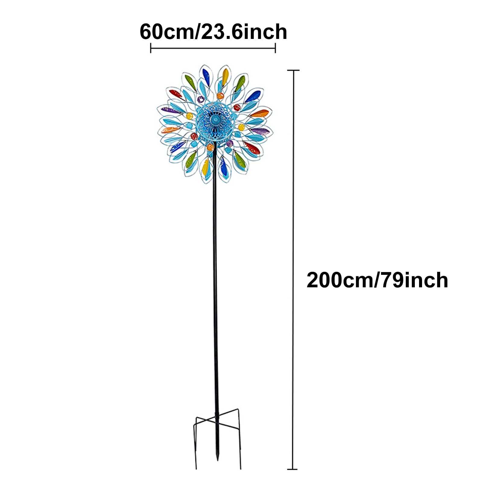 200cm Mulino a Vento da Giardino,Girandola a Vento in Metallo,Girevole a 360 Gradi Girandole da Giardino,Decorazioni da Giardino,Decorazione per terrazze Esterne