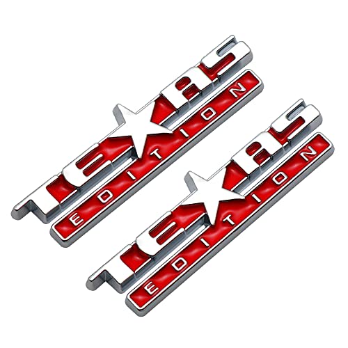 Image of 2X Small Size Texas Edition Emblem Badge Dash Instrument Panel 3D Sticker Decal Nameplate (Chrome Red)