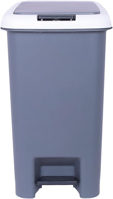 Casa&Casa Fairmont Pedal Bin| Modern and Stylish Trash Can| 20L Bin for Kitchen, Bathroom, Bedroom, Office| Anti-Fingerprint Outer Finish| Durable Plastic Rubbish Bin| Rectangular Waste Bin| Grey