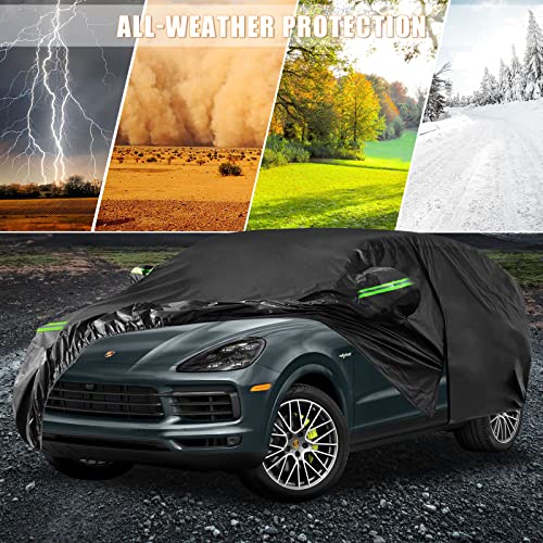 Image of Waterproof Car Cover Replace for 2009-2025 Porsche Cayenne, 6 Layers All Weather Full Car Covers with Zipper Door & Windproof Bands for Snow Rain Dust Hail Protection (Cayenne)