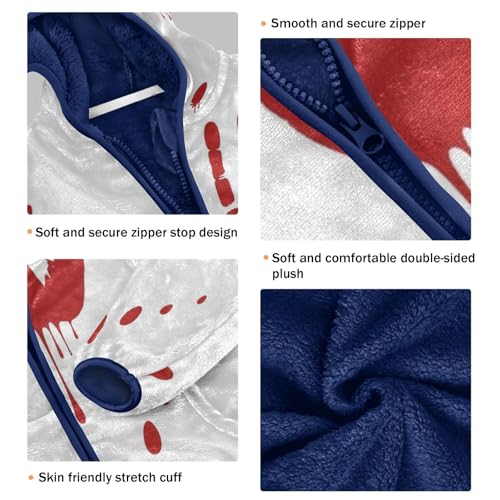 Bloody Hand Prints Horror Toddler Fleece Jacket Girl Boys Hooded Fleece Jacket Coat Warm Outwear Zip-up 3-10T3