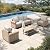 HERA'S HOUSE 4-Piece Patio Furniture Set, All Weather 5 Seats Outdoor Wicker Sofa with 44" Coffee Table, 5.5" Thick Waterproof Cushion Conversation Couch Set for Garden Deck Backyard, Beige