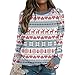 Weihnachtskostüm Damen Weihnachtspullover Rentier Elfe Weihnachten Langarm Rundhals Pullover Shirt Teenager Mädchen Lustig Weihnachtspulli Weihnachtsoutfit Ugly Christmas Sweater Pullunder Top