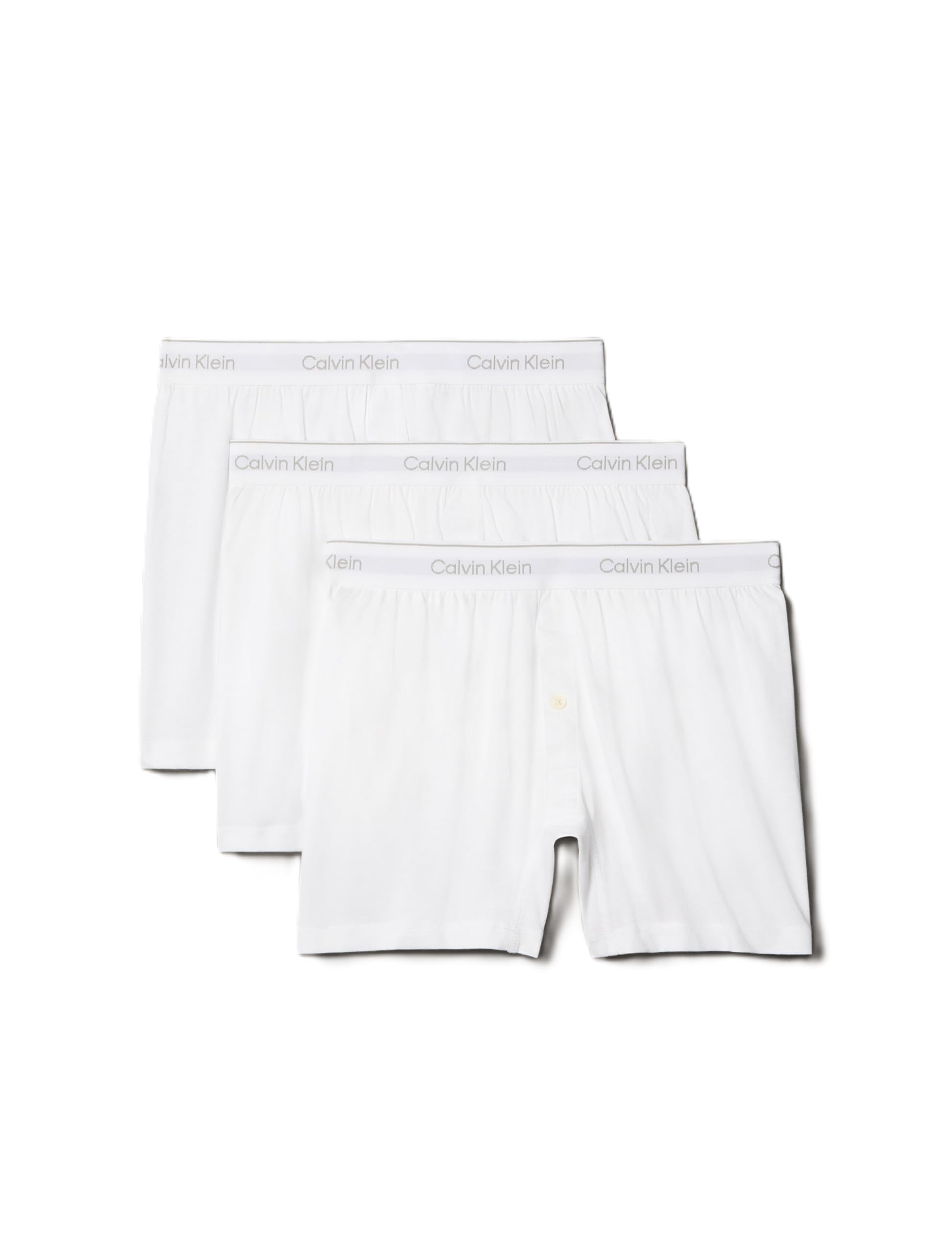 Calvin Klein Męskie bawełniane klasyczne bokserki z dzianiny 3-pak, 3 białe, M
