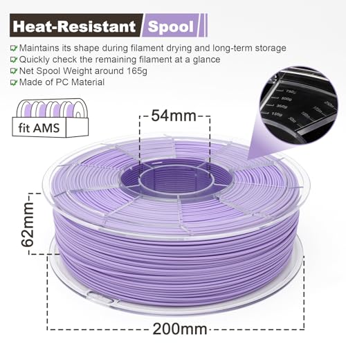 Image of ASA Filament 1.75mm Lavender Purple 1KG, UV & Weather & Heat Resistant 3D Printer Filament, High Speed and Easy Printing AMS-Compatible for Bambu Lab 3D Printer with Default ASA Settings